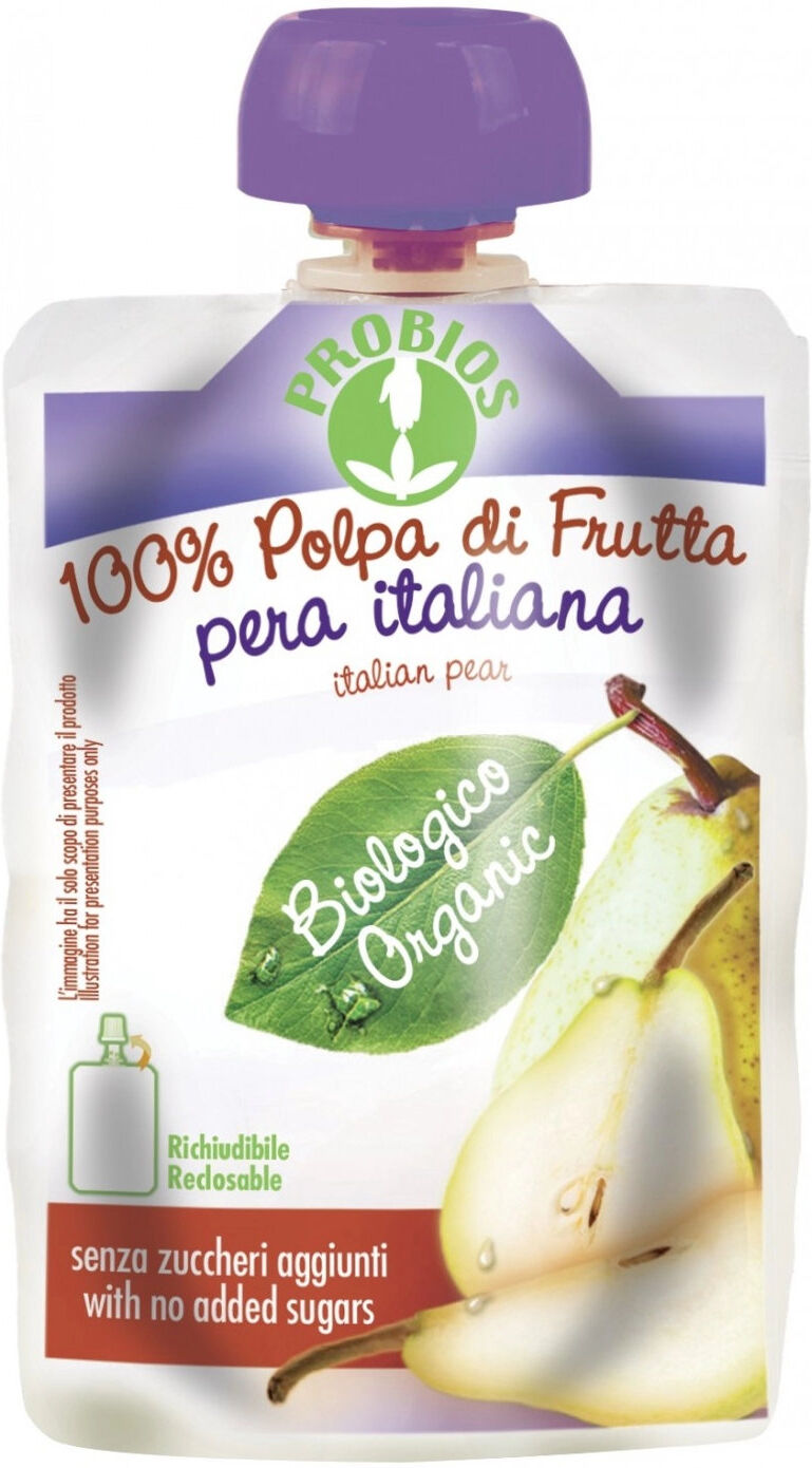 PROBIOS 100% Polpa Di Frutta - Pera Italiana 1 Doypack Da 100 Grammi Pera