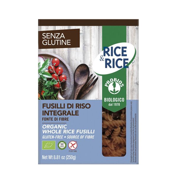 probios rice & rice - fusilli di riso integrale senza glutine 250 grammi
