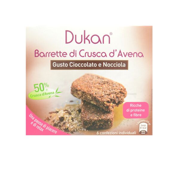 dukan barrette di crusca d'avena gusto cioccolato e nocciola 6 barrette da 25 grammi