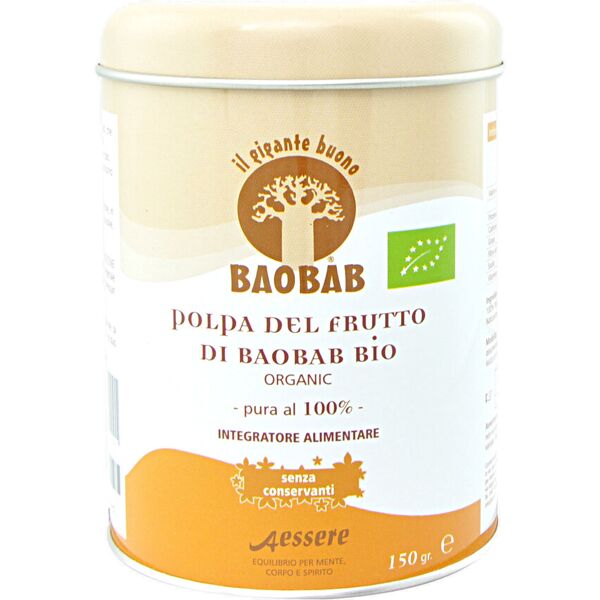 aessere baobab - polpa del frutto di baobab bio 1 barattolo da 150 grammi