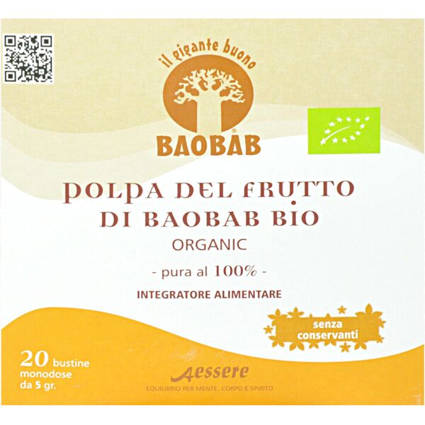 aessere baobab - polpa del frutto di baobab bio 20 bustine da 5 grammi