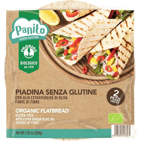 probios panito - piadina senza glutine 2 piadine da 100 grammi