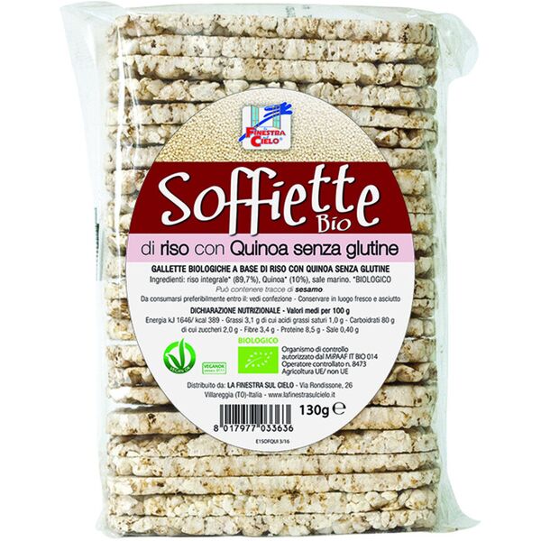 la finestra sul cielo soffiette di riso con quinoa bio 130 grammi