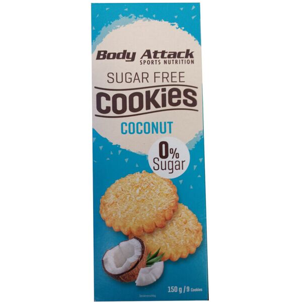 body attack sugar free cookies 9 biscotti da 17 grammi cocco