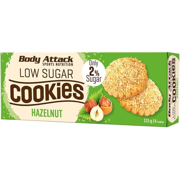 body attack low sugar cookies hazelnut 6 biscotti da 19 grammi