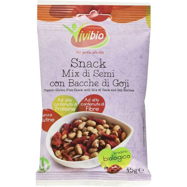 vivibio snack bacche di goji ricoperte con cioccolato fondente 45 grammi