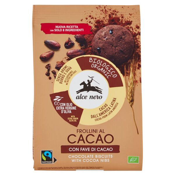 alce nero frollini al cacao con fave di cacao 250 grammi