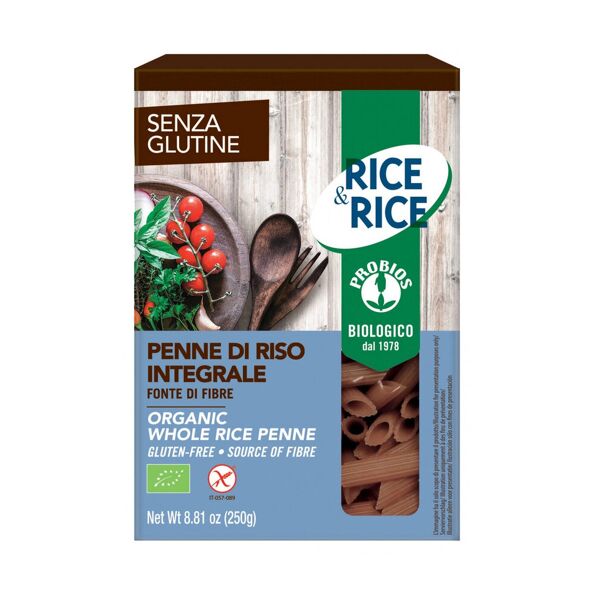 probios rice & rice - penne di riso integrale senza glutine 250 grammi