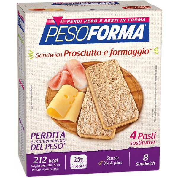 pesoforma sandwich al prosciutto e formaggio 8 sandwich da 25 grammi prosciutto e formaggio