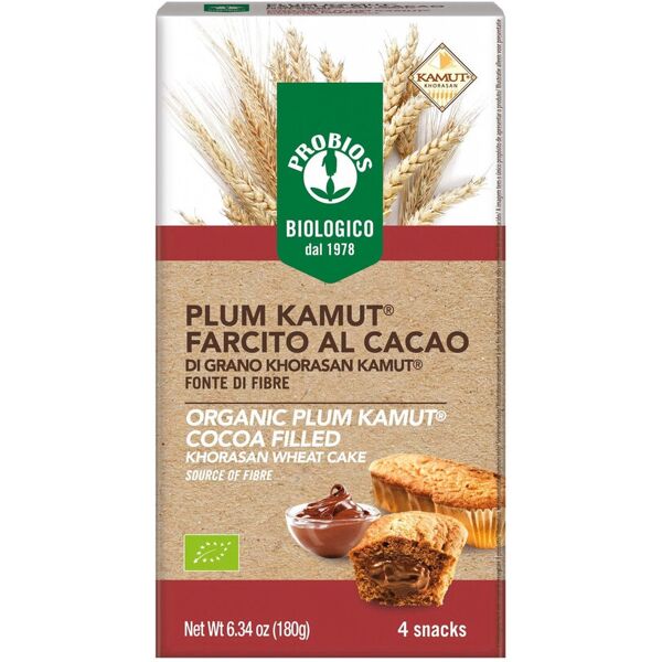 probios top grain - plum kamut farcito al cacao 4 snack da 45 grammi