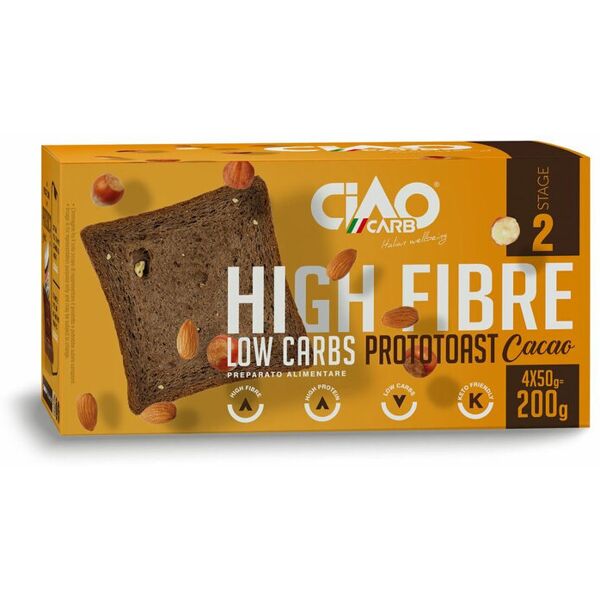 ciaocarb prototoast - stage 2 4 confezioni da 50 grammi cacao