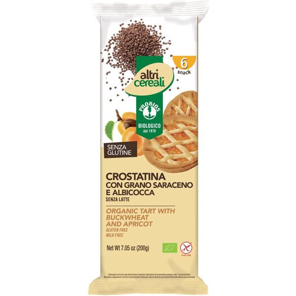 probios altri cereali - crostatina con grano saraceno e albicocca 6 crostatine da 33,4 grammi