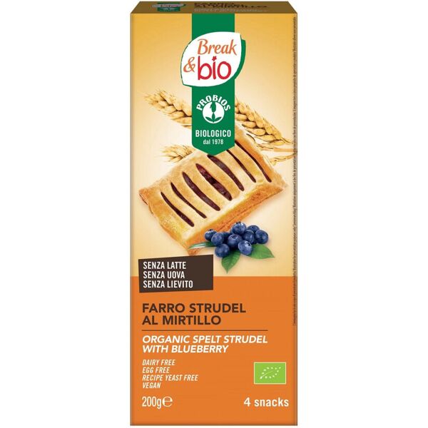 probios break & bio - farro strudel al mirtillo 4 snack da 50 grammi