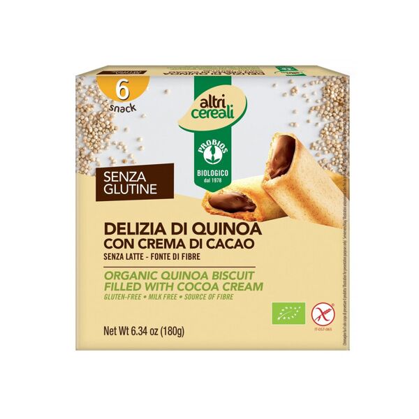 probios altri cereali - delizia di quinoa con crema al cacao 6 snack da 30 grammi