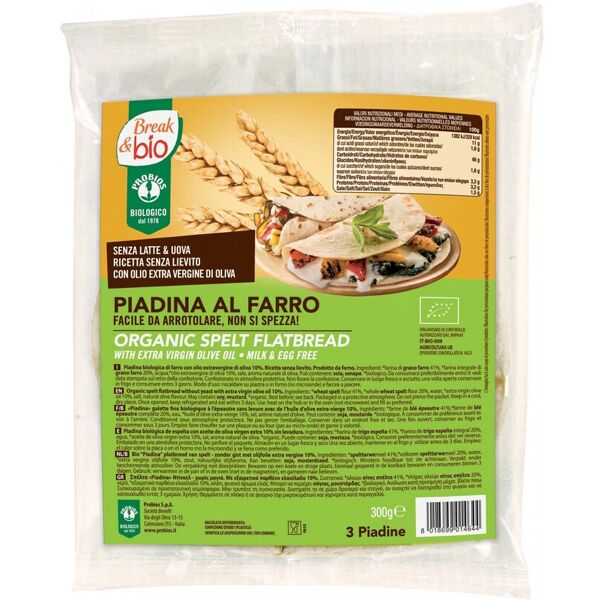 probios break & bio - farro piadina 3 piadine da 100 grammi