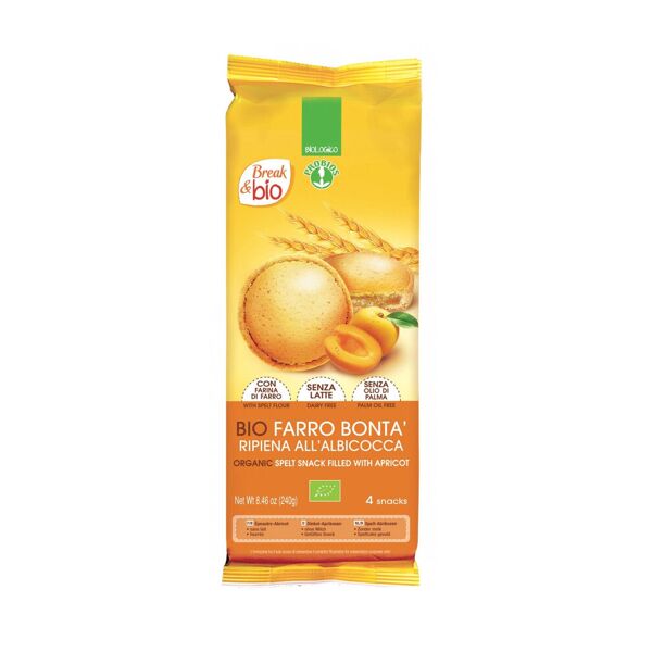 probios break & bio - farro bontà ripiena all'albicocca 4 snack da 60 grammi