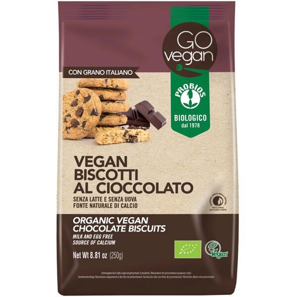 probios go vegan! - vegan biscotti al cioccolato con riso germogliato 250 grammi