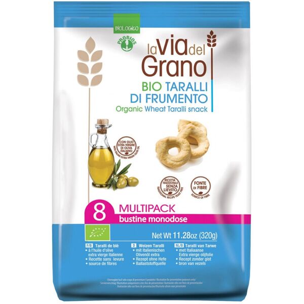 probios la via del grano - taralli di frumento 8 sacchetti da 40 grammi