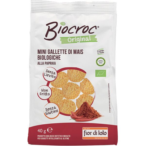 fior di loto biocroc - mini gallette di mais biologiche alla paprika 40 grammi