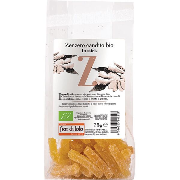 fior di loto zenzero candito bio in stick 75 grammi