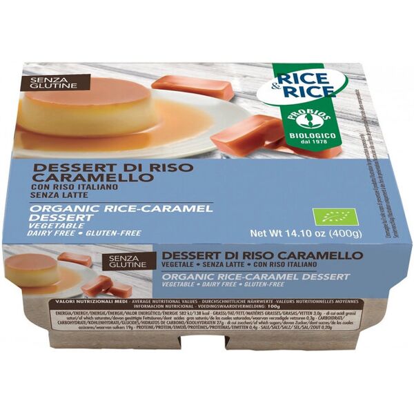 probios rice & rice - dessert di riso al caramello 4 confezioni da 100 grammi