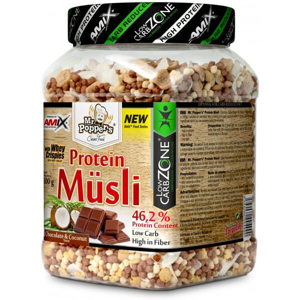 amix mr. popper's - protein müsli 500 grammi banana & chocolate