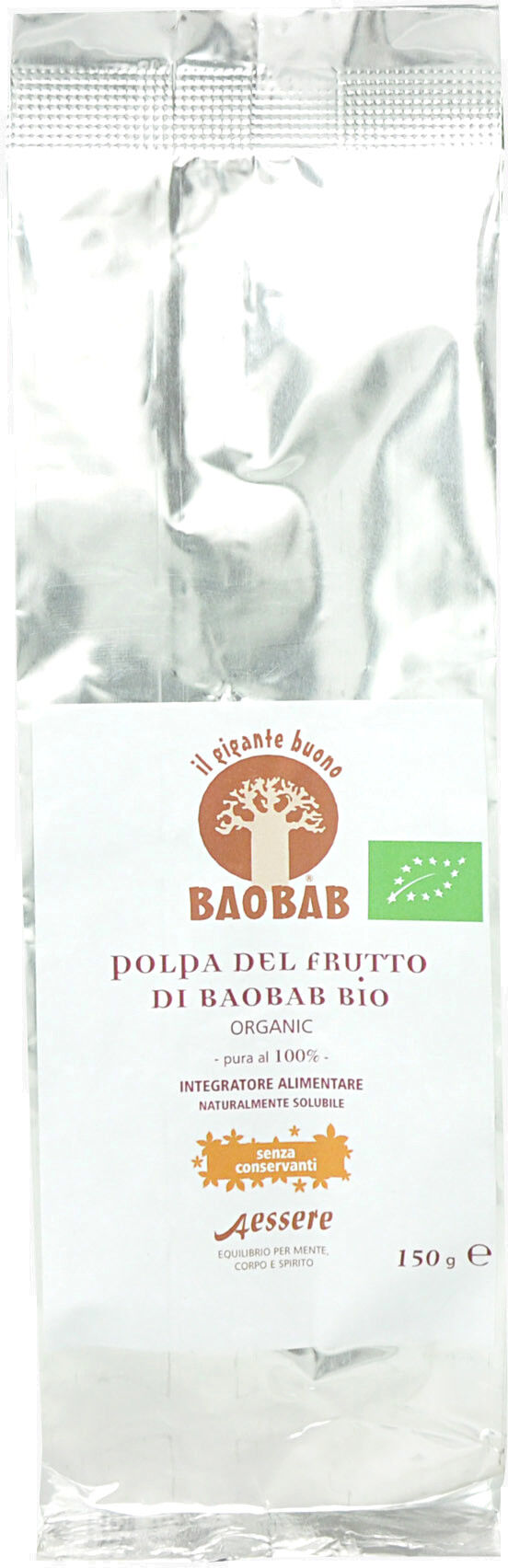 aessere baobab - polpa del frutto di baobab bio 1 busta da 150 grammi