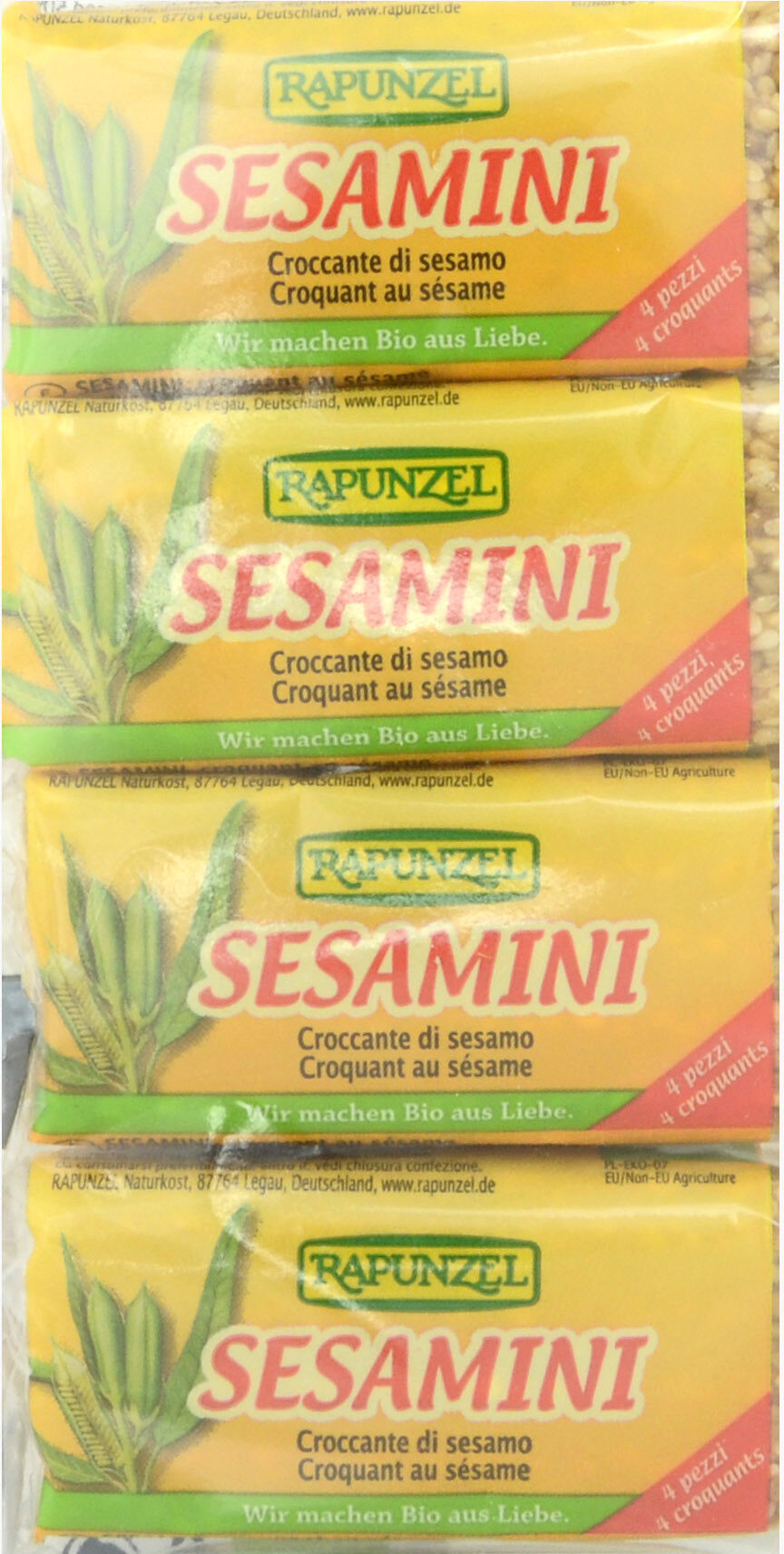 rapunzel sesamini - croccante al sesamo 4 snack da 27 grammi