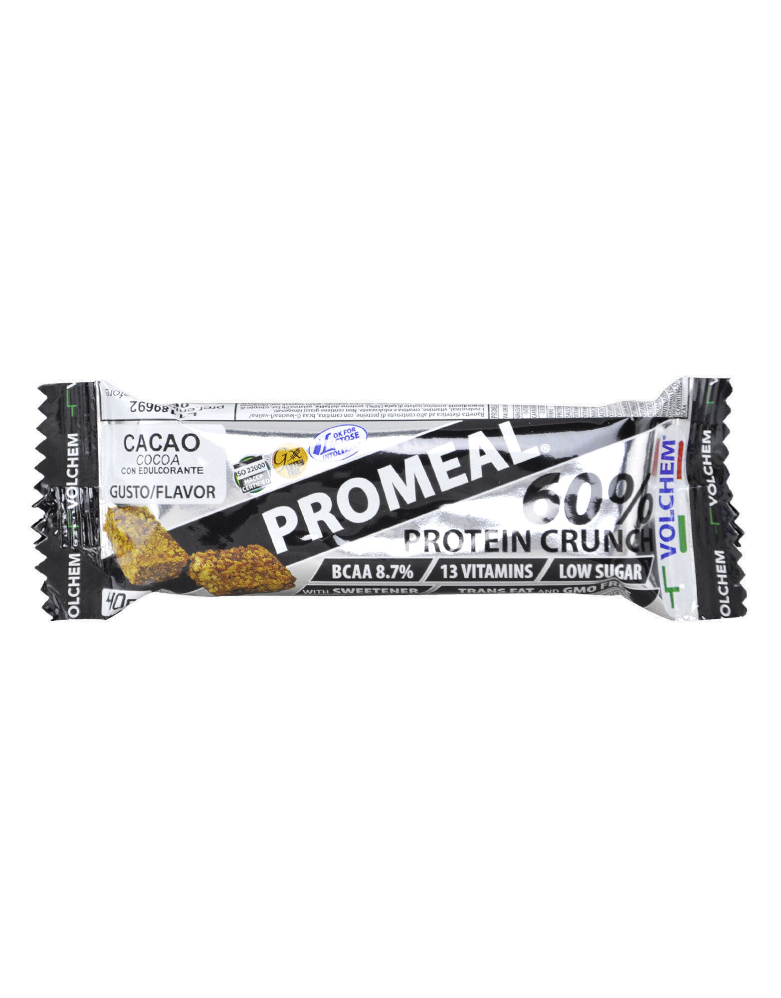 volchem promeal protein crunch 60% 1 barretta da 40 grammi cacao