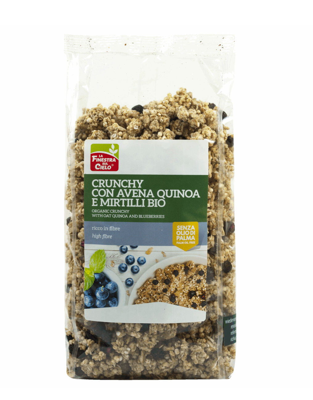 la finestra sul cielo crunchy con avena quinoa e mirtilli bio 375 grammi