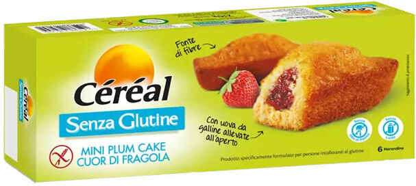 cÉrÉal senza glutine - mini plum cake cuor di fragola 6 snack da 35 grammi