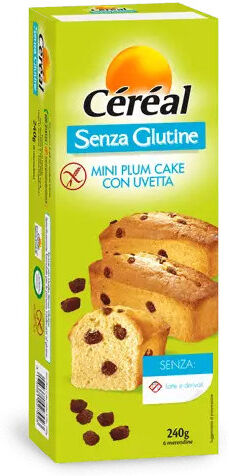 cÉrÉal senza glutine - mini plum cake con uvetta 6 snack da 40 grammi