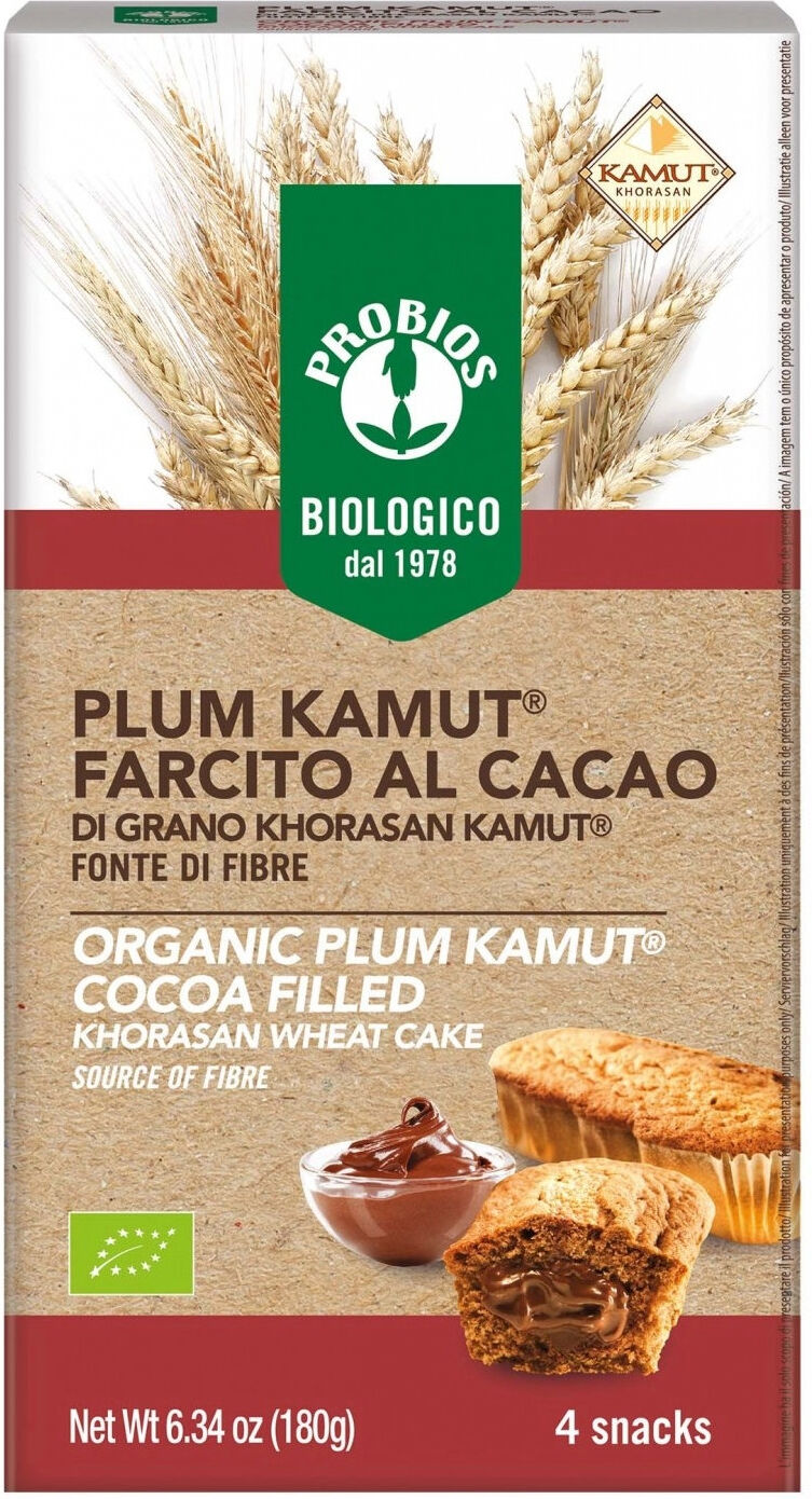 probios top grain - plum kamut farcito al cacao 4 snack da 45 grammi