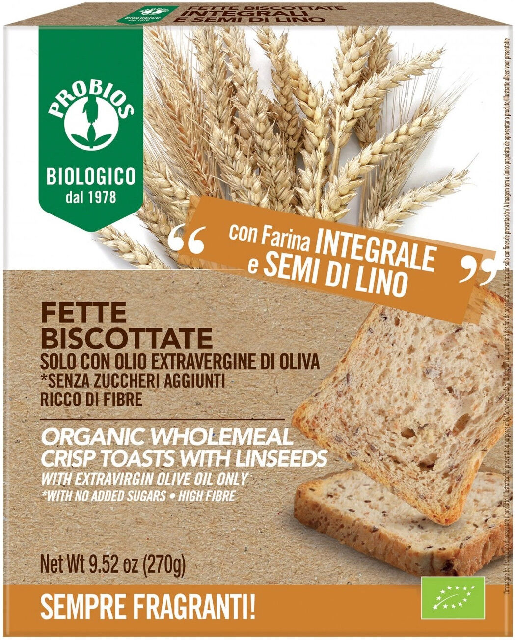 probios fette biscottate integrali con semi di lino 270 grammi