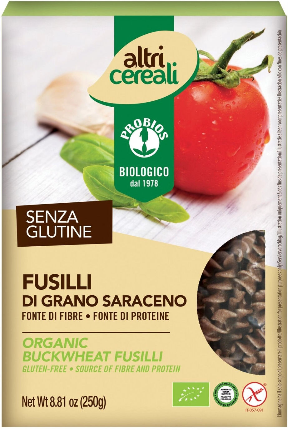 probios altri cereali - fusilli 100% grano saraceno 250 grammi