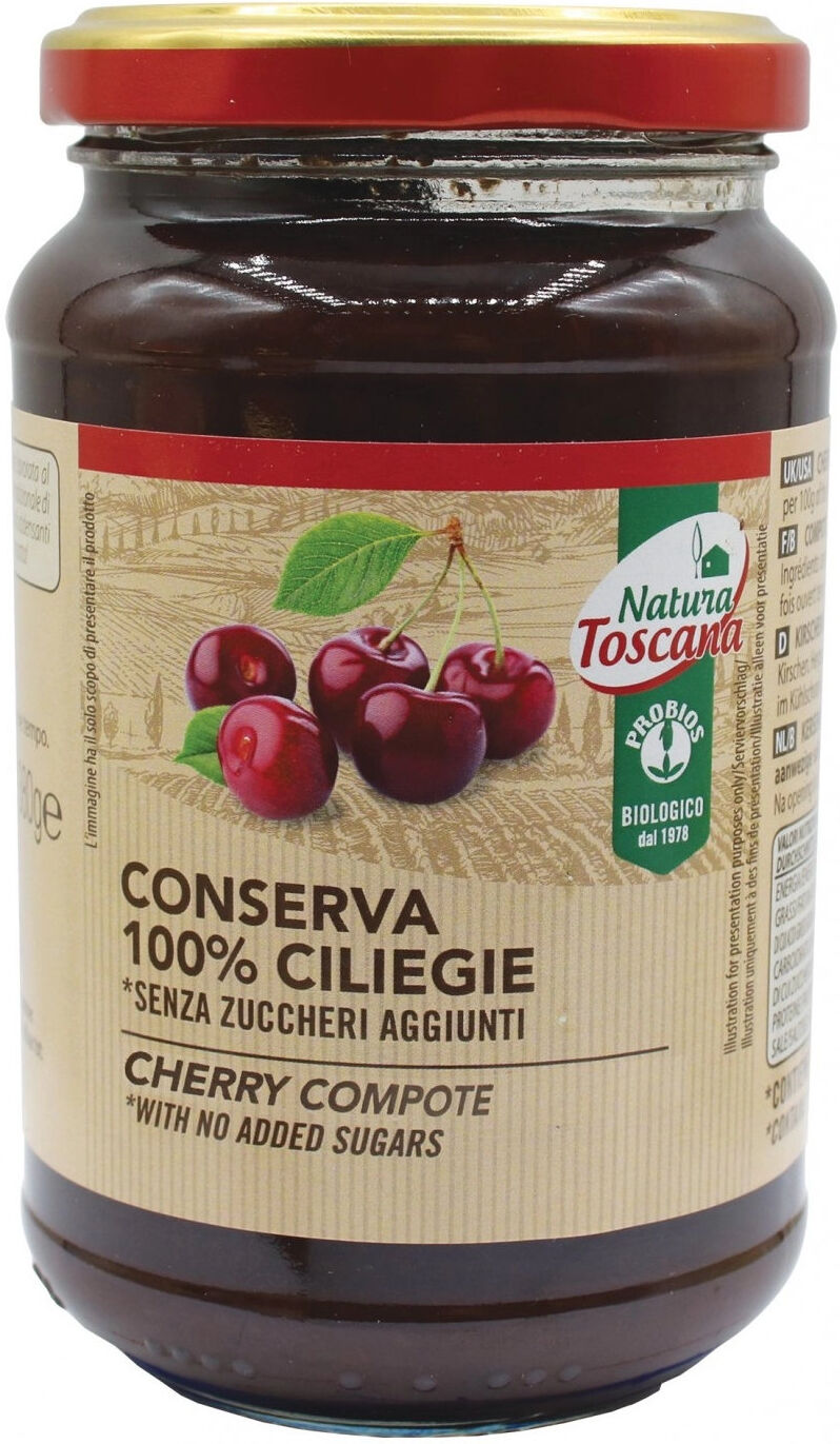 probios natura toscana - conserva 100% ciliegie 380 grammi