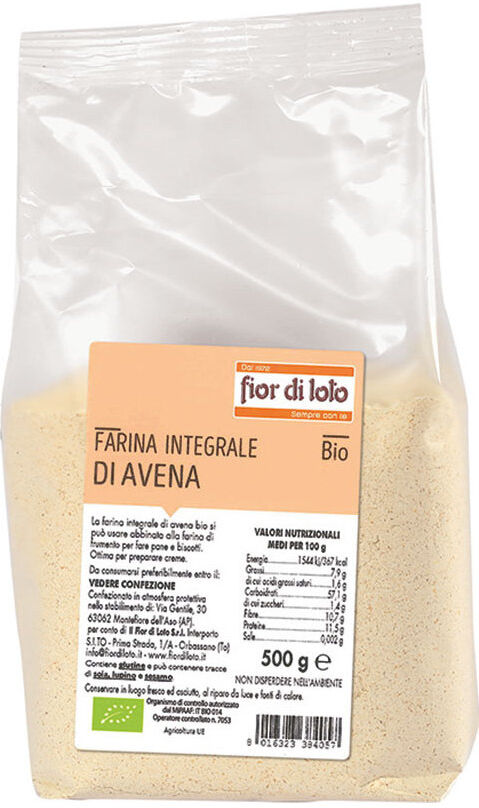 fior di loto farina integrale di avena bio 500 grammi