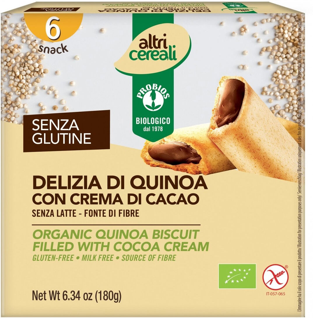 probios altri cereali - delizia di quinoa con crema al cacao 6 snack da 30 grammi