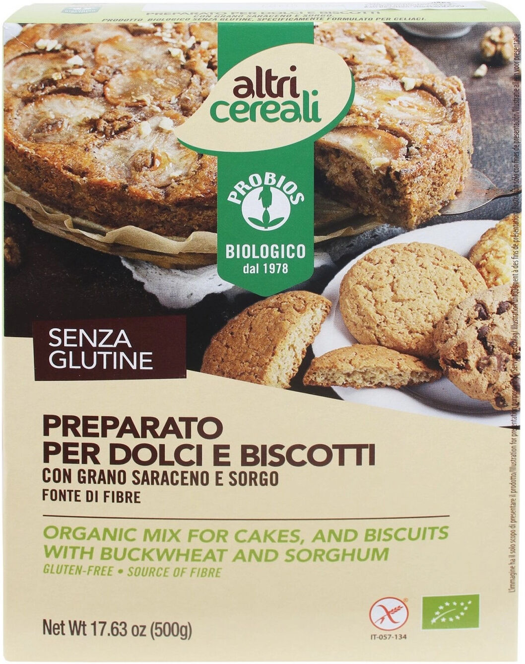 probios altri cereali - preparato per dolci e biscotti con grano saraceno e sorgo 500 grammi