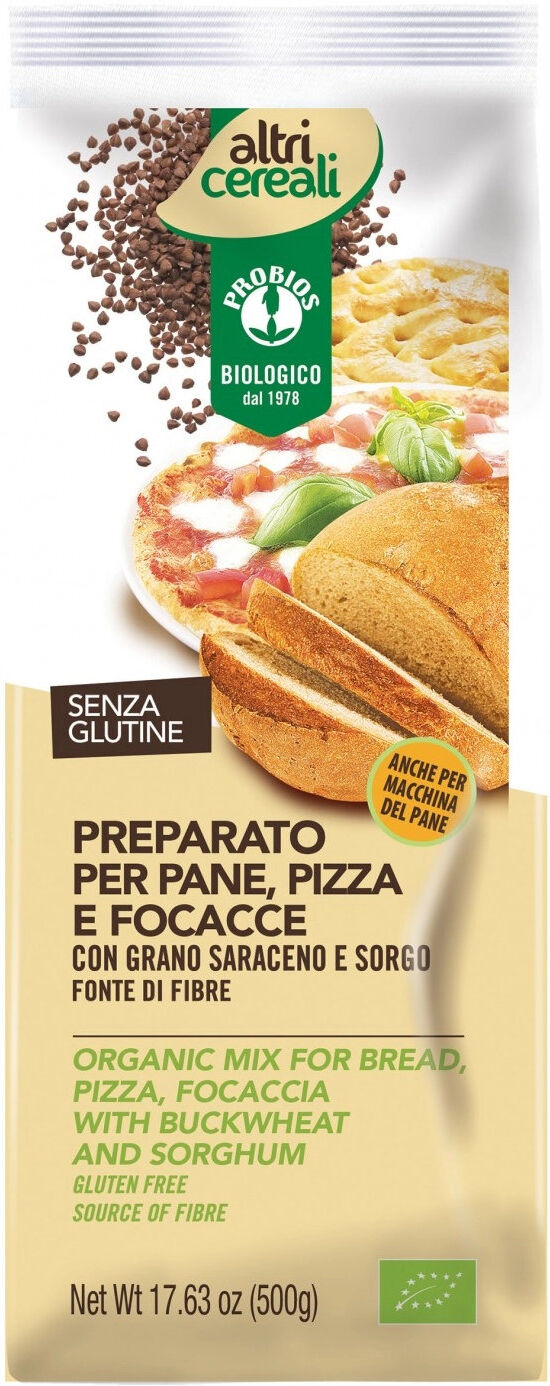 probios altri cereali - preparato per pane pizza e focacce con grano saraceno e sorgo 500 grammi