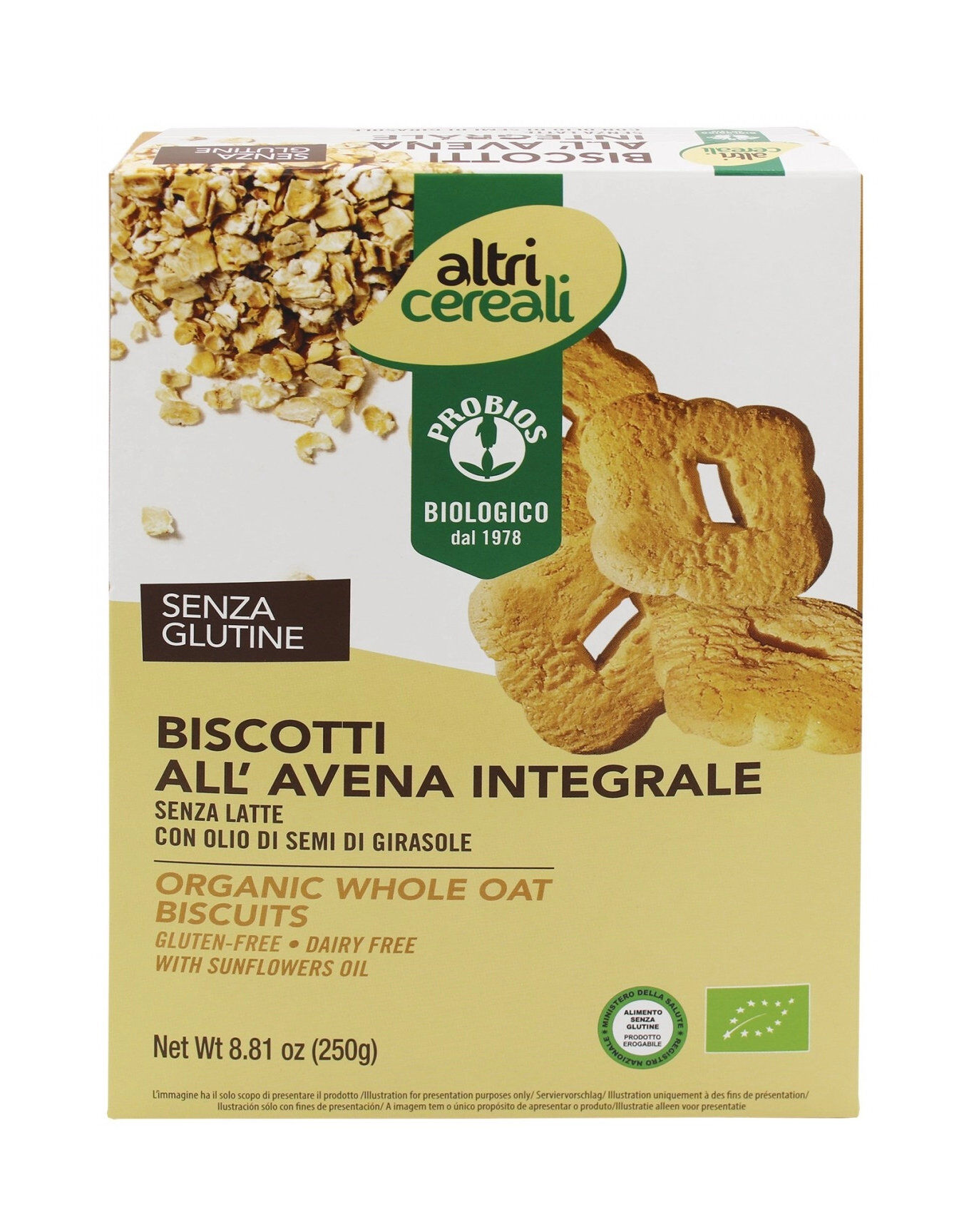 probios altri cereali - biscotti all'avena integrali 250 grammi