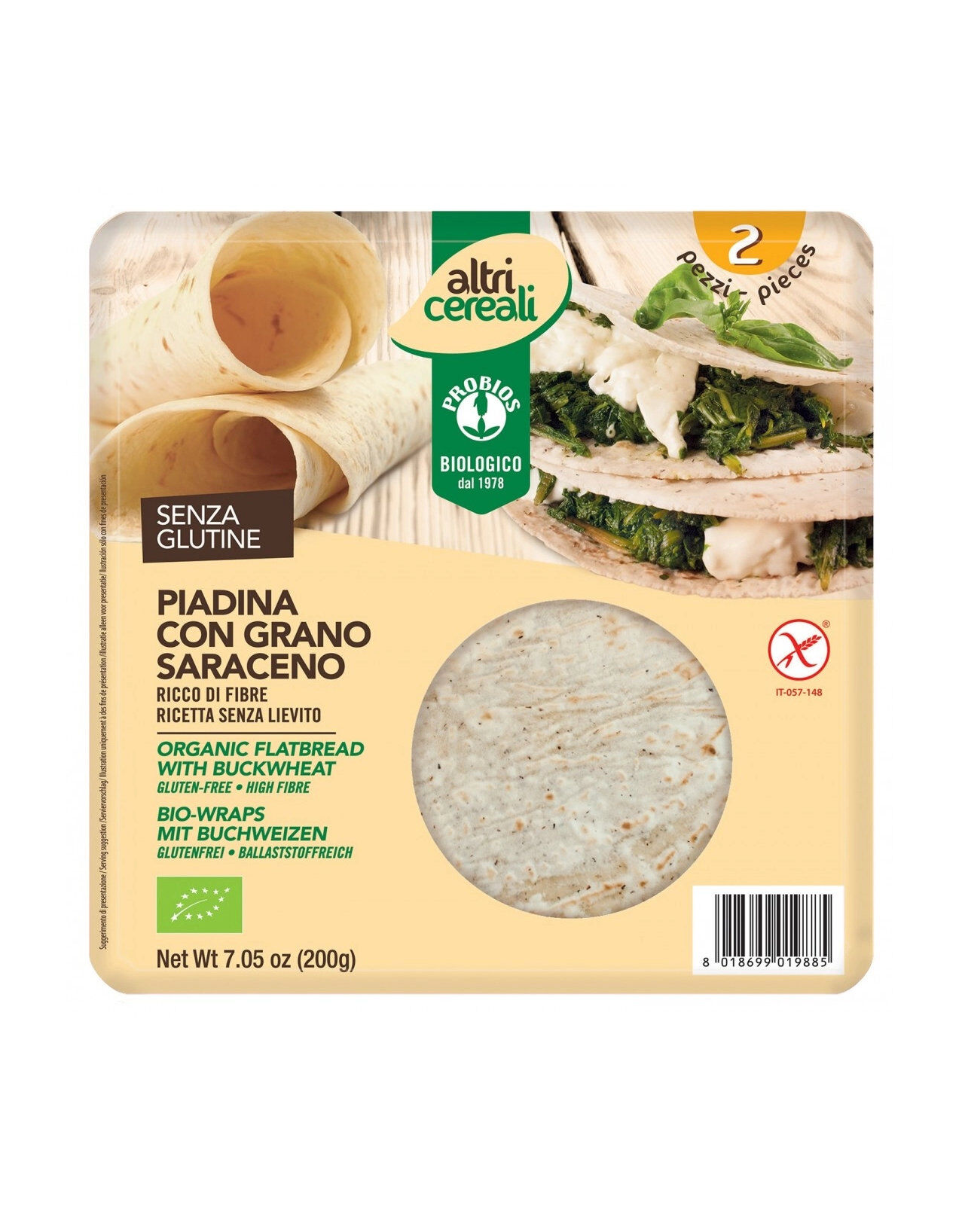 probios altri cereali - piadina con grano saraceno 2 piadine da 100 grammi