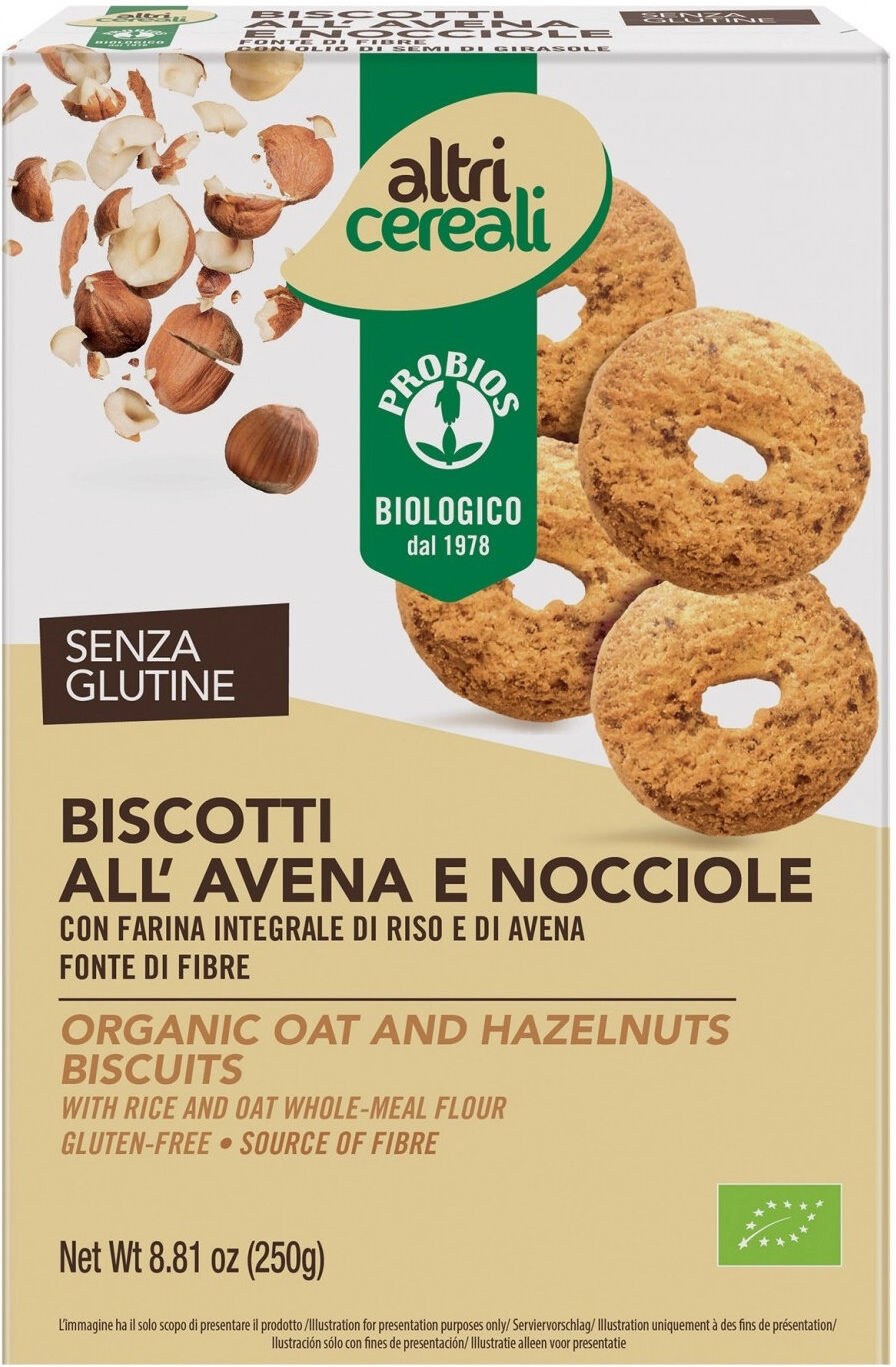 probios altri cereali - biscotti all'avena e nocciole 250 grammi