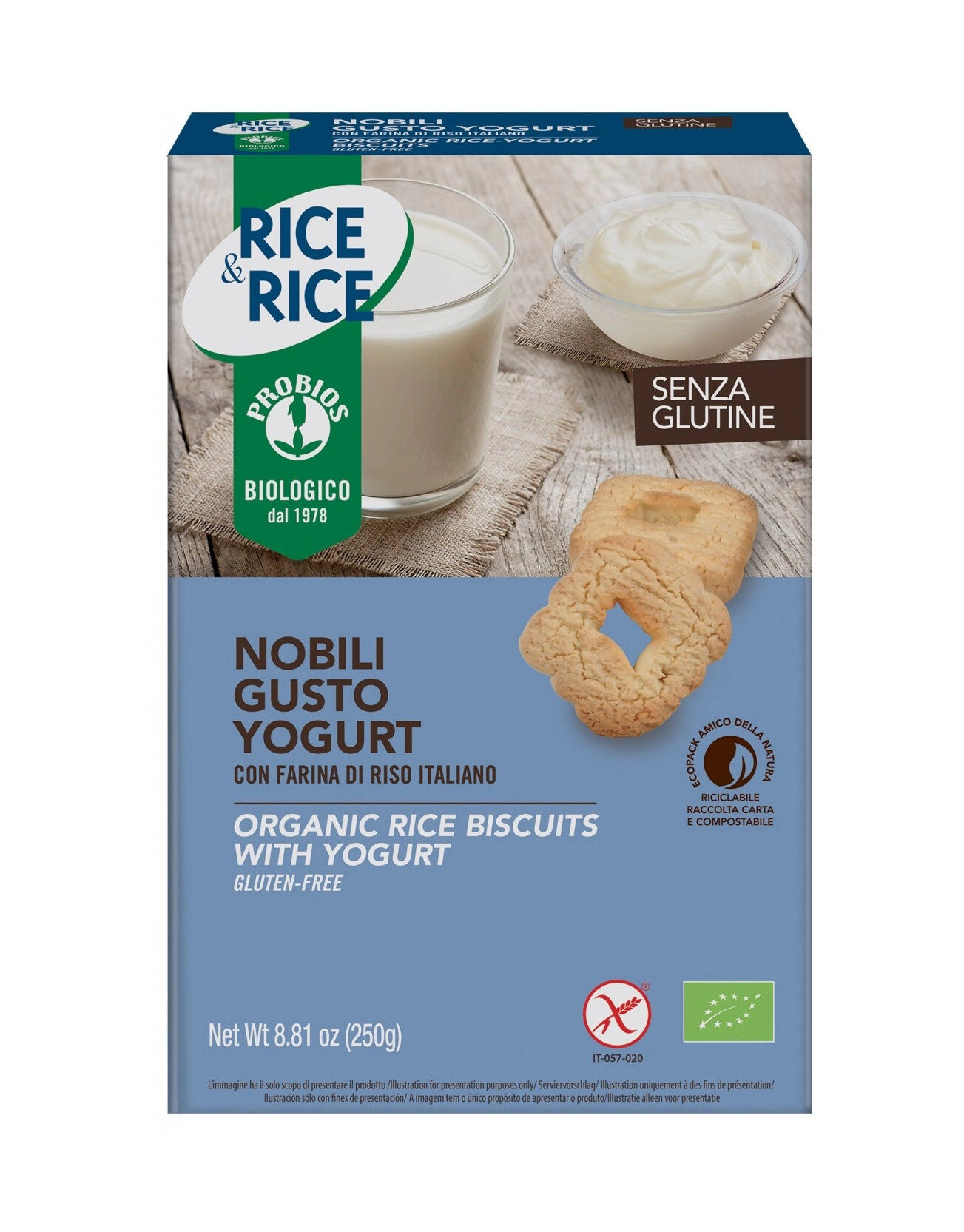 probios rice & rice - nobili gusto yogurt senza glutine 250 grammi