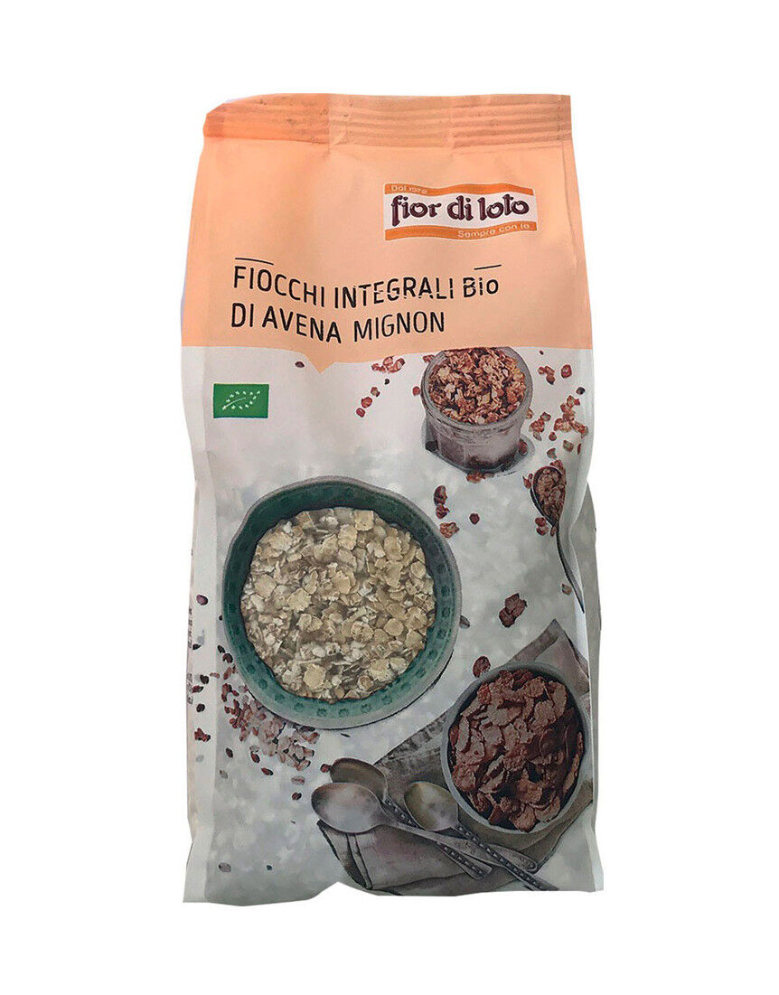 fior di loto fiocchi integrali di avena mignon bio 500 grammi