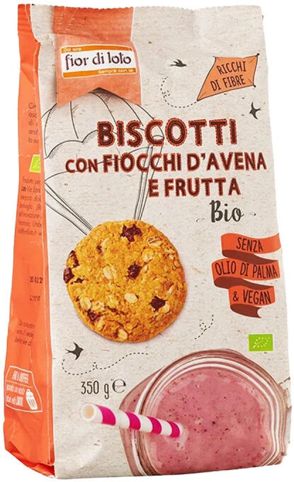 fior di loto biscotti con fiocchi d'avena e frutta bio 350 grammi