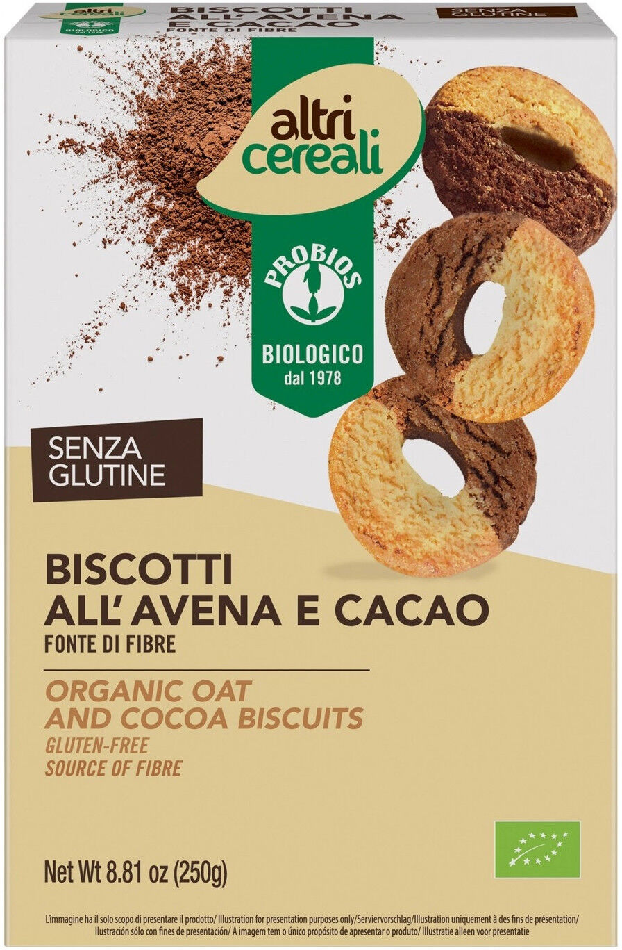 probios altri cereali - biscotti all'avena e cacao 250 grammi