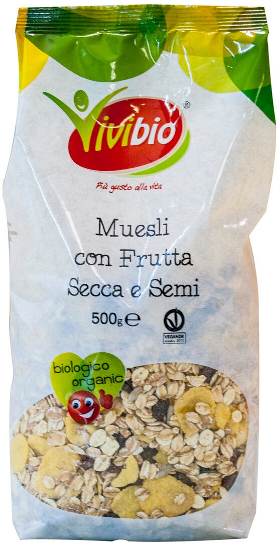 vivibio muesli con frutta secca e semi 500 grammi