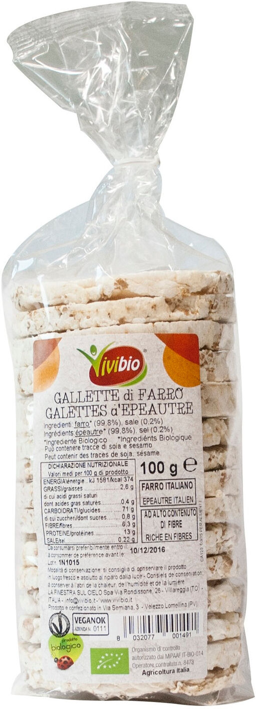 vivibio gallette di farro 100 grammi