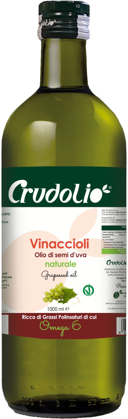 crudolio olio di vinacciolo senza odore italia 1000 ml